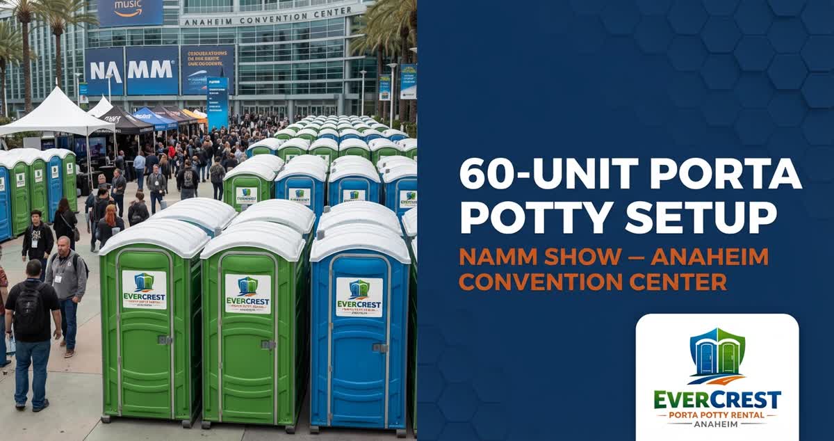 Porta potty setup at NAMM Show Anaheim Convention Center