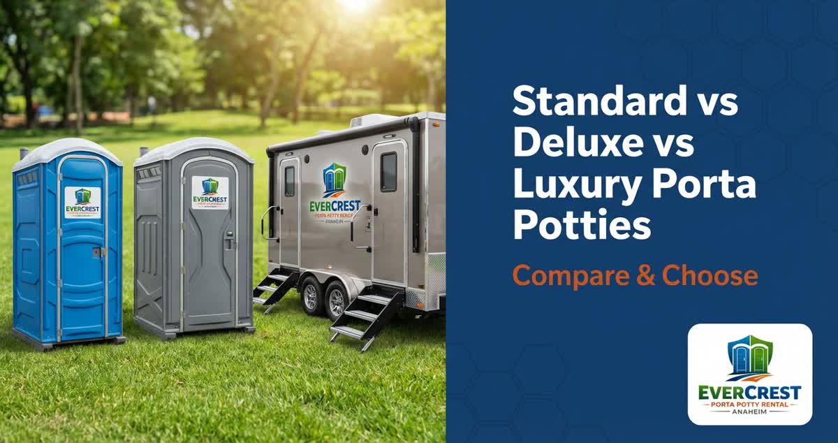 Comparison of standard, deluxe, and luxury portable restrooms